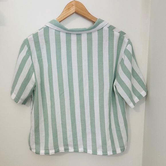 Paraphrase Women’s Short Sleeve Button Up Size M Cotton White and Mint Green - Picture 4 of 7